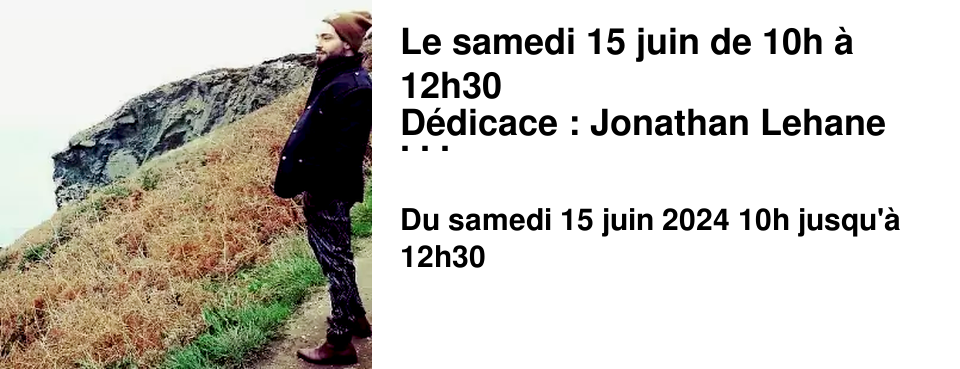 Le samedi 15 juin de 10h � 12h30 D�dicace : Jonathan Lehane Il publie "Les cons�quences du Mal", suite de son premier roman "Une soir�e lourde de cons�quences". Sortie pr�vue courant mai aux �ditions Hello.