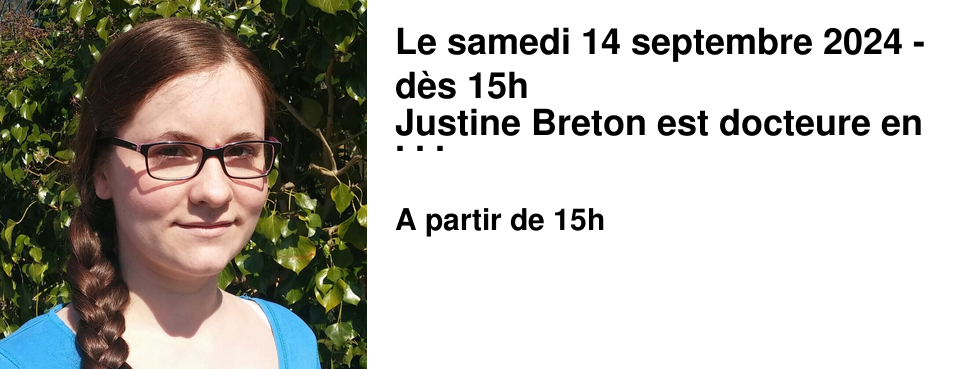 Le samedi 14 septembre 2024 - d�s 15h Justine Breton est docteure en litt�rature m�di�vale et ma�tre de conf�rences en litt�rature fran�aise � l'Universit� de Reims Champagne-Ardenne. Elle a sign� "Le Sorceleur : les chroniques de Ciri", publi� aux �ditions Bragelonne. 