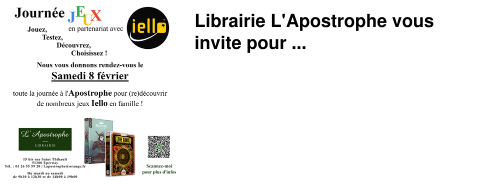 Librairie L'Apostrophe vous invite pour ...