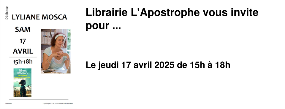 Librairie L'Apostrophe vous invite pour ...