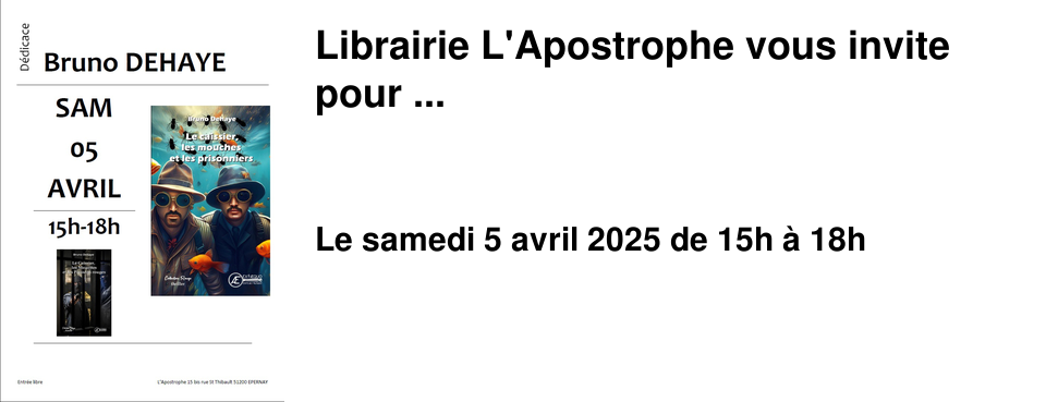 Librairie L'Apostrophe vous invite pour ...
