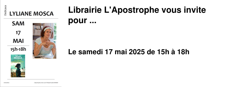 Librairie L'Apostrophe vous invite pour ...