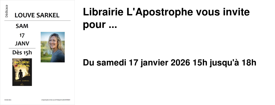Librairie L'Apostrophe vous invite pour ...