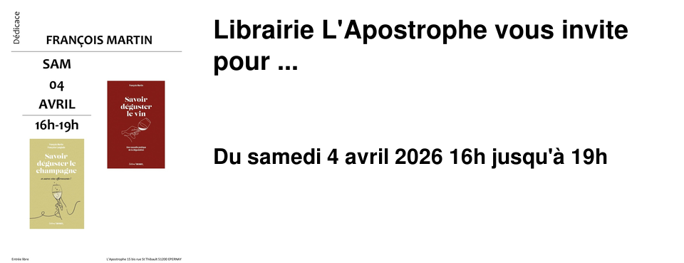 Librairie L'Apostrophe vous invite pour ...