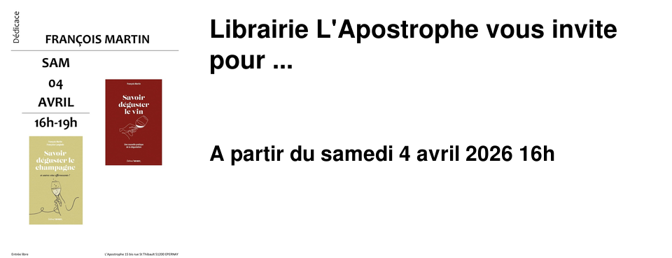 Librairie L'Apostrophe vous invite pour ...